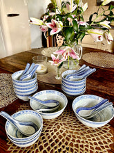 Load image into Gallery viewer, Collection of Chinese Rice Grain Porcelain bowels - 12 small, 12 spoons, 2 large