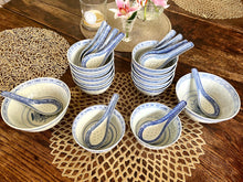 Load image into Gallery viewer, Collection of Chinese Rice Grain Porcelain bowels - 12 small, 12 spoons, 2 large