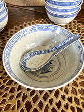 Load image into Gallery viewer, Collection of Chinese Rice Grain Porcelain bowels - 12 small, 12 spoons, 2 large