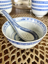 Load image into Gallery viewer, Collection of Chinese Rice Grain Porcelain bowels - 12 small, 12 spoons, 2 large