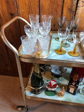 Load image into Gallery viewer, Vintage Marble Effect 2 Tier Drinks Trolley with Bottle Holders and Trays