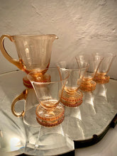 Load image into Gallery viewer, 1950s Hand Blown Peach Glass Punch / Water Set