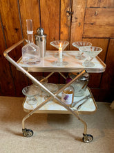 Load image into Gallery viewer, 1970’s Marble Effect 2 Tiered Collapsible Drinks Trolley
