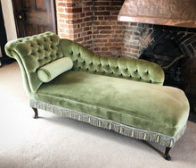 Load image into Gallery viewer, Vintage Olive Green Chaise Longue