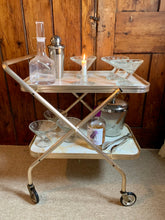 Load image into Gallery viewer, 1970’s Marble Effect 2 Tiered Collapsible Drinks Trolley