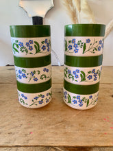 Load image into Gallery viewer, 1950s Vintage Milk Glass Stackable Storage Pots with Forget-me-Not Flower Design, made by Cerve