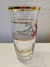 Load image into Gallery viewer, Glass and gold vase with Dianthus spray detail
