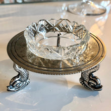 Load image into Gallery viewer, Antique Silver Plate G Bowen & Son Dolphin / Fish Glass Salt / Mustard Pot