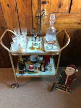 Load image into Gallery viewer, Vintage Marble Effect 2 Tier Drinks Trolley with Bottle Holders and Trays