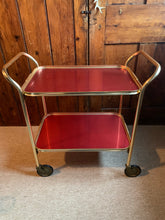 Load image into Gallery viewer, Red 1970’s 2 Tier Drinks Trolley