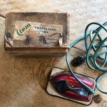 Load image into Gallery viewer, Vintage Clem travelling iron 1950s, with box and stand