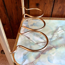 Load image into Gallery viewer, Vintage Marble Effect 2 Tier Drinks Trolley with Bottle Holders and Trays