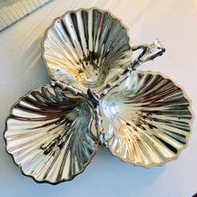 Load image into Gallery viewer, Vintage Silver Plate Triple Scallop Shell Bon Bon Serving Dish