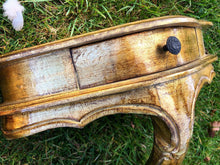 Load image into Gallery viewer, A pair of antique gold leaf French wall-mounted console tables