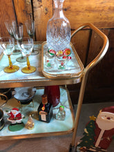 Load image into Gallery viewer, Vintage Marble Effect 2 Tier Drinks Trolley with Bottle Holders and Trays
