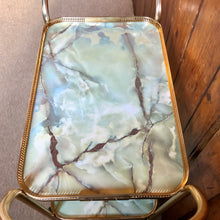 Load image into Gallery viewer, Vintage Marble Effect 2 Tier Drinks Trolley with Bottle Holders and Trays