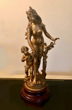 Load image into Gallery viewer, Emile Bruchon (act. ca. 1880-1910) - Large Sculpture "Protection" - 52 cm - Art Nouveau - Zamac - ca . 1900