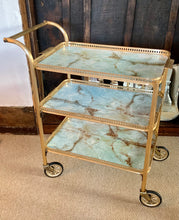 Load image into Gallery viewer, Marble Effect 3 Tier Drinks Trolley