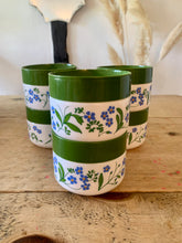 Load image into Gallery viewer, 1950s Vintage Milk Glass Stackable Storage Pots with Forget-me-Not Flower Design, made by Cerve