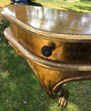Load image into Gallery viewer, A pair of antique gold leaf French wall-mounted console tables
