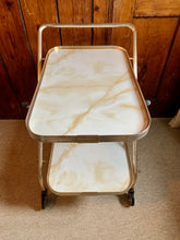 Load image into Gallery viewer, 1970’s Marble Effect 2 Tiered Collapsible Drinks Trolley
