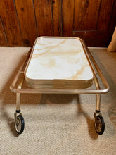 Load image into Gallery viewer, 1970’s Marble Effect 2 Tiered Collapsible Drinks Trolley