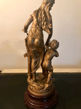 Load image into Gallery viewer, Emile Bruchon (act. ca. 1880-1910) - Large Sculpture "Protection" - 52 cm - Art Nouveau - Zamac - ca . 1900