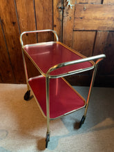 Load image into Gallery viewer, Red 1970’s 2 Tier Drinks Trolley