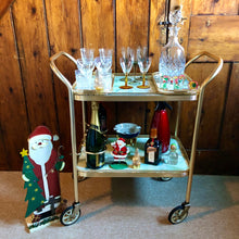 Load image into Gallery viewer, Vintage Marble Effect 2 Tier Drinks Trolley with Bottle Holders and Trays