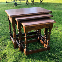 Load image into Gallery viewer, Nest of 3 Heavy Solid Oak Tables