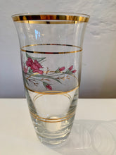 Load image into Gallery viewer, Glass and gold vase with Dianthus spray detail