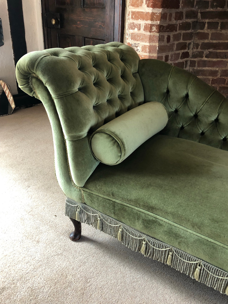 Vintage Olive Green Chaise Longue