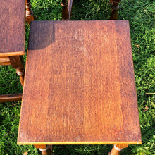 Load image into Gallery viewer, Nest of 3 Heavy Solid Oak Tables