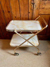 Load image into Gallery viewer, 1970’s Marble Effect 2 Tiered Collapsible Drinks Trolley