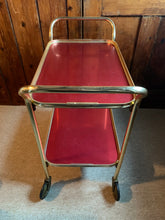 Load image into Gallery viewer, Red 1970’s 2 Tier Drinks Trolley