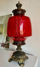 Load image into Gallery viewer, Original Mid-Century Large Carl Falkenstein Lamp, with Cranberry Glass