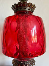 Load image into Gallery viewer, Original Mid-Century Large Carl Falkenstein Lamp, with Cranberry Glass