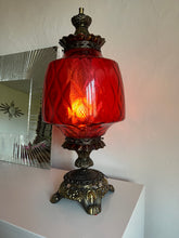 Load image into Gallery viewer, Original Mid-Century Large Carl Falkenstein Lamp, with Cranberry Glass