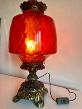 Load image into Gallery viewer, Original Mid-Century Large Carl Falkenstein Lamp, with Cranberry Glass