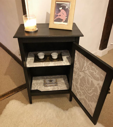 Vintage Cabinet with wallpaper lining