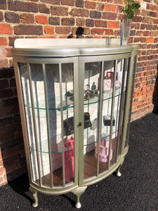 Vintage Bow Fronted Display / Cocktail Cabinet