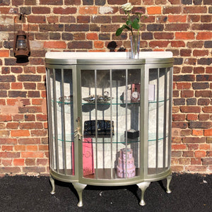 Vintage Bow Fronted Display / Cocktail Cabinet