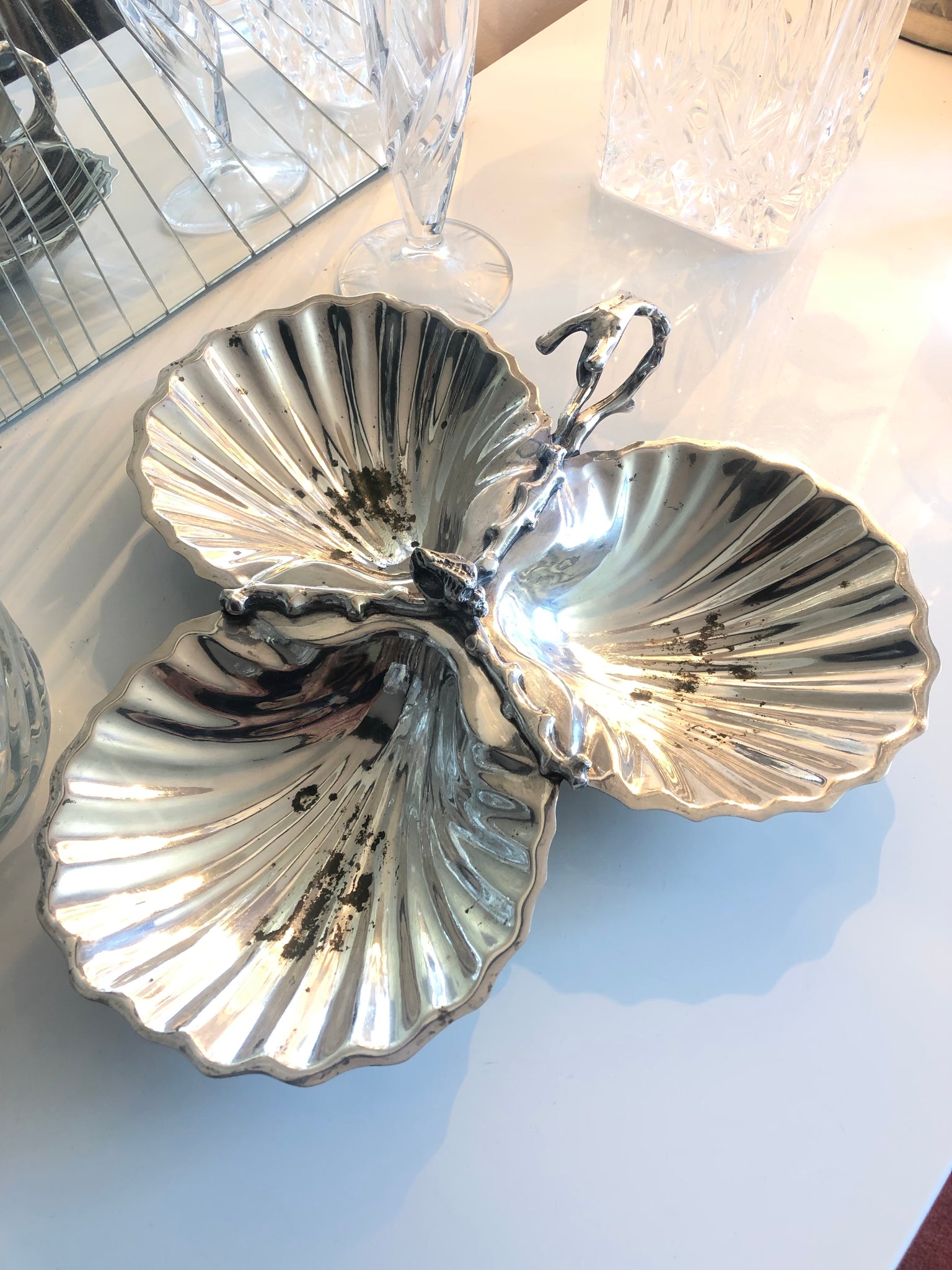 Vintage French Clam Shell Serving Metal Gold Plate Bowl Dish Catch-All  Table Ornament Jewellery Jewelry c1970-1980's / EVE