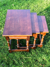 Load image into Gallery viewer, Nest of 3 Heavy Solid Oak Tables