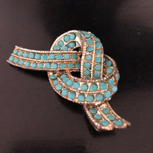 Load image into Gallery viewer, Turquoise &amp; Gold Overhand Knot Brooch