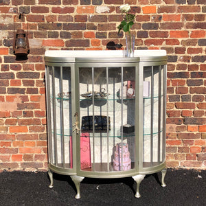 Vintage Bow Fronted Display / Cocktail Cabinet