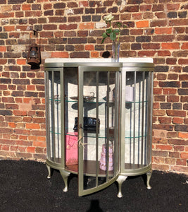 Vintage Bow Fronted Display / Cocktail Cabinet