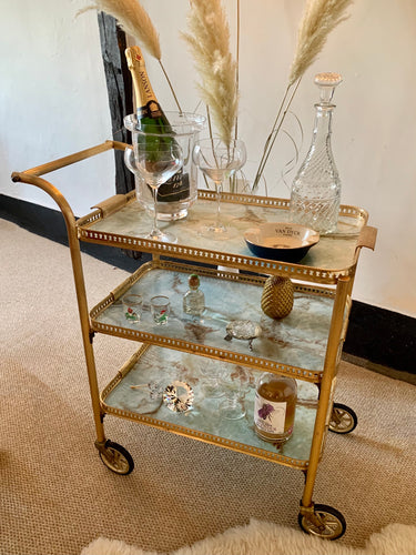 Marble Effect 3 Tier Drinks Trolley