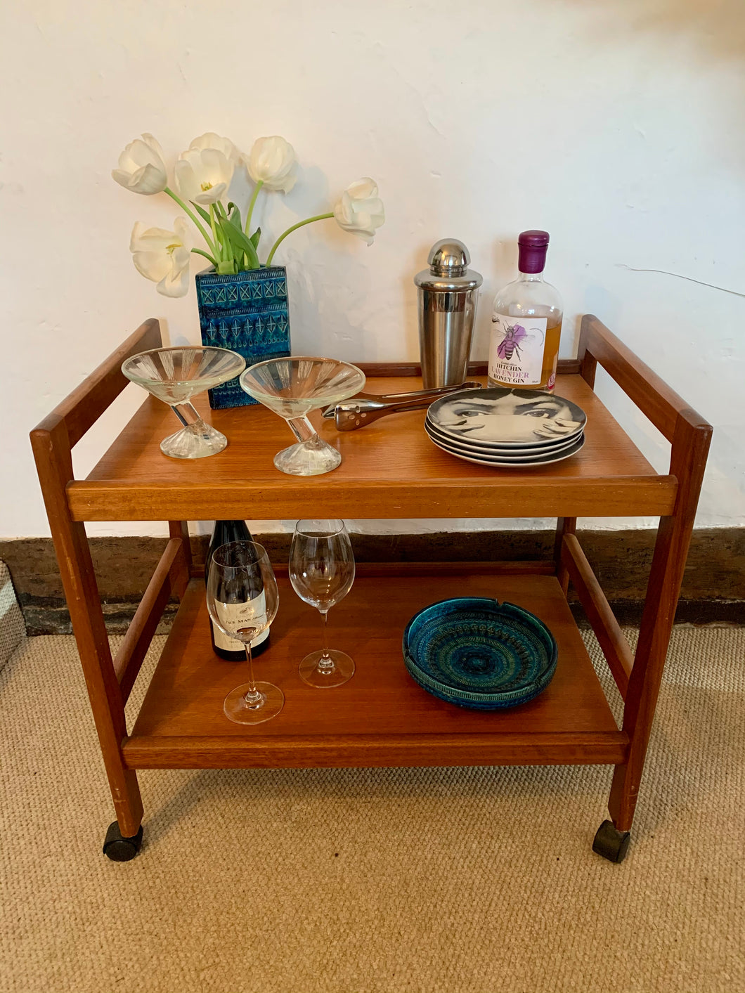 Stunning Mid Century Danish Teak Drinks Tea Trolley