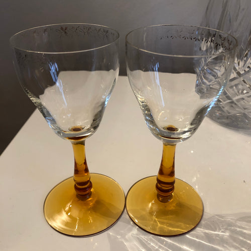 A pair of Long Stemmed Sherry Glasses